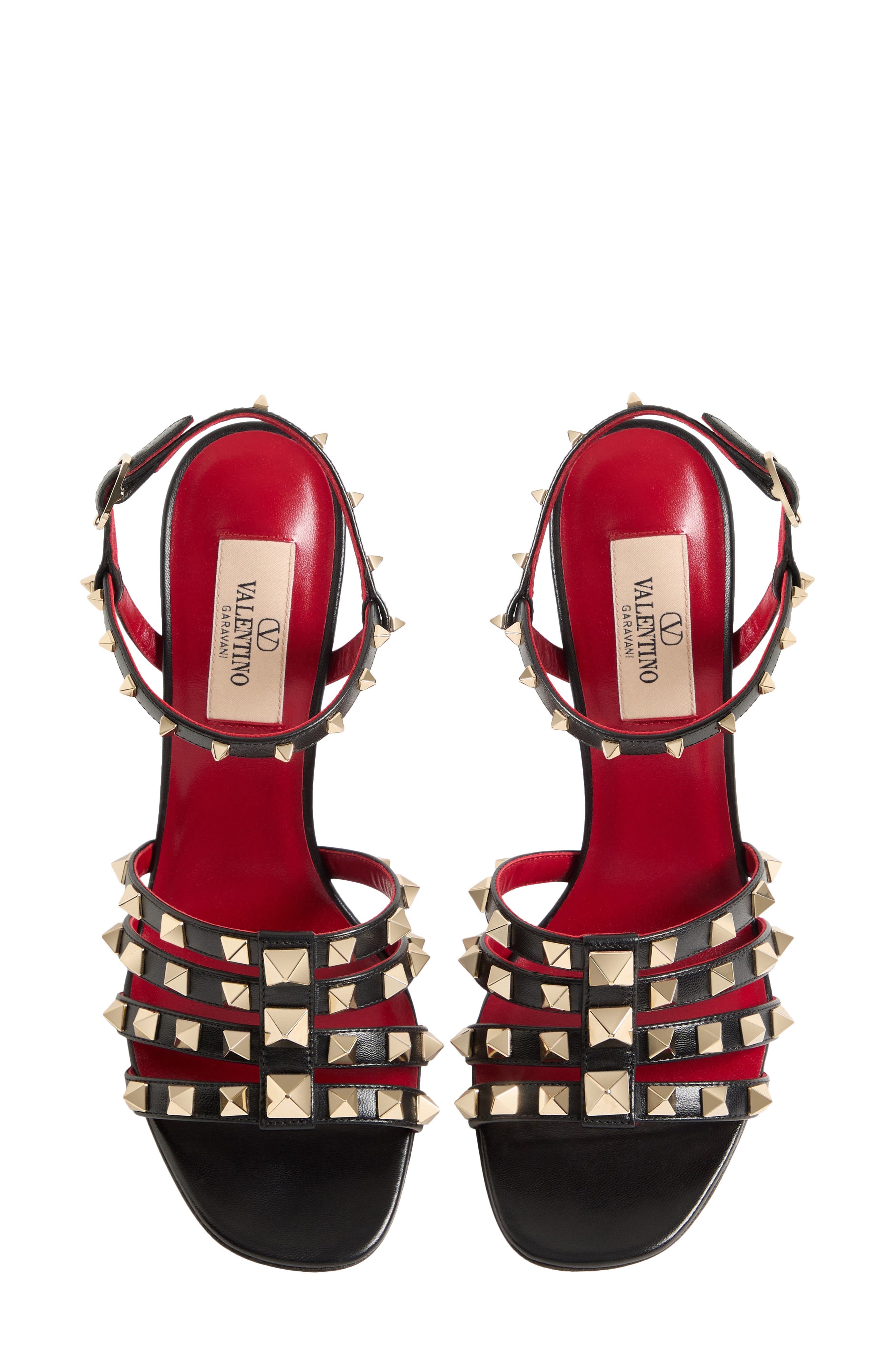 Valentino Rockstud Ankle Strap Sandal, Alternate, color, Black