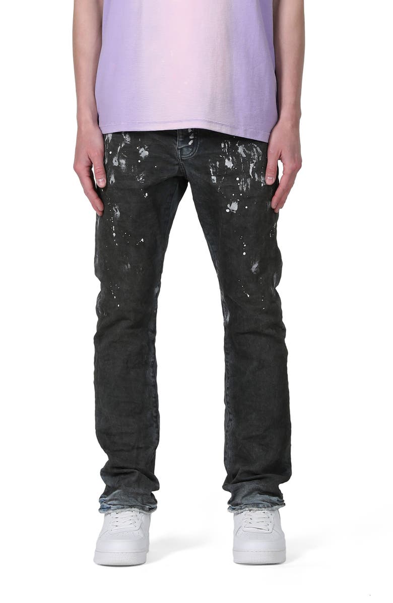 PURPLE BRAND Distressed Wax Coated Straight Leg Jeans, Main, color, 