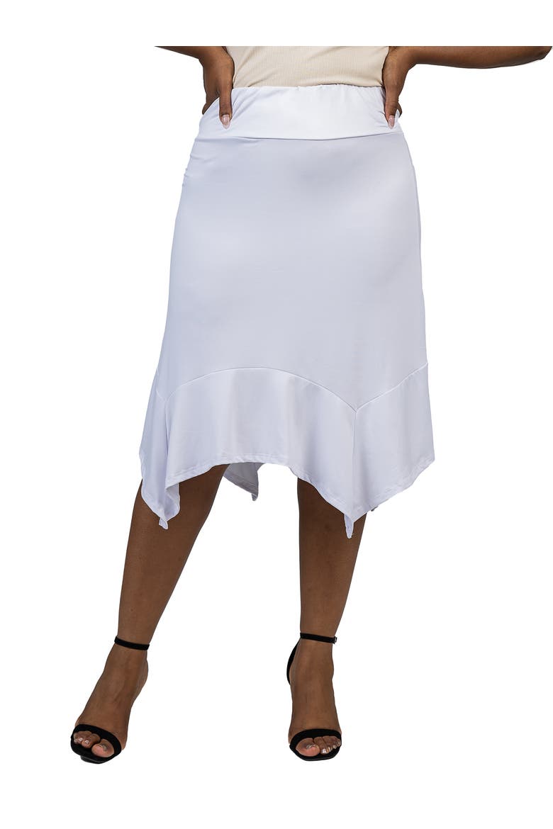 Handkerchief Hem Jersey Midi Skirt, Main, color, WHITE