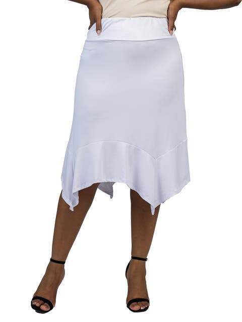 Knee Length Elastic Waist Skirt