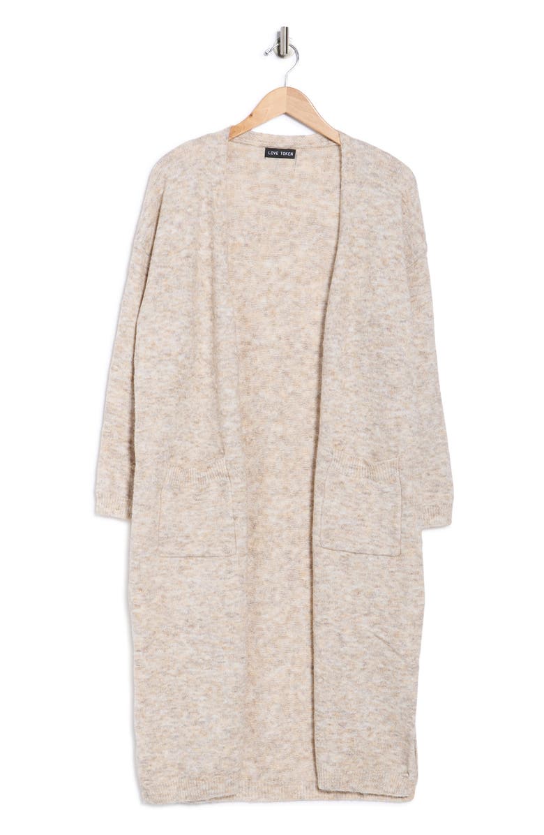 Love Token Dotti Open Front Cardigan, Alternate, color, Oatmeal