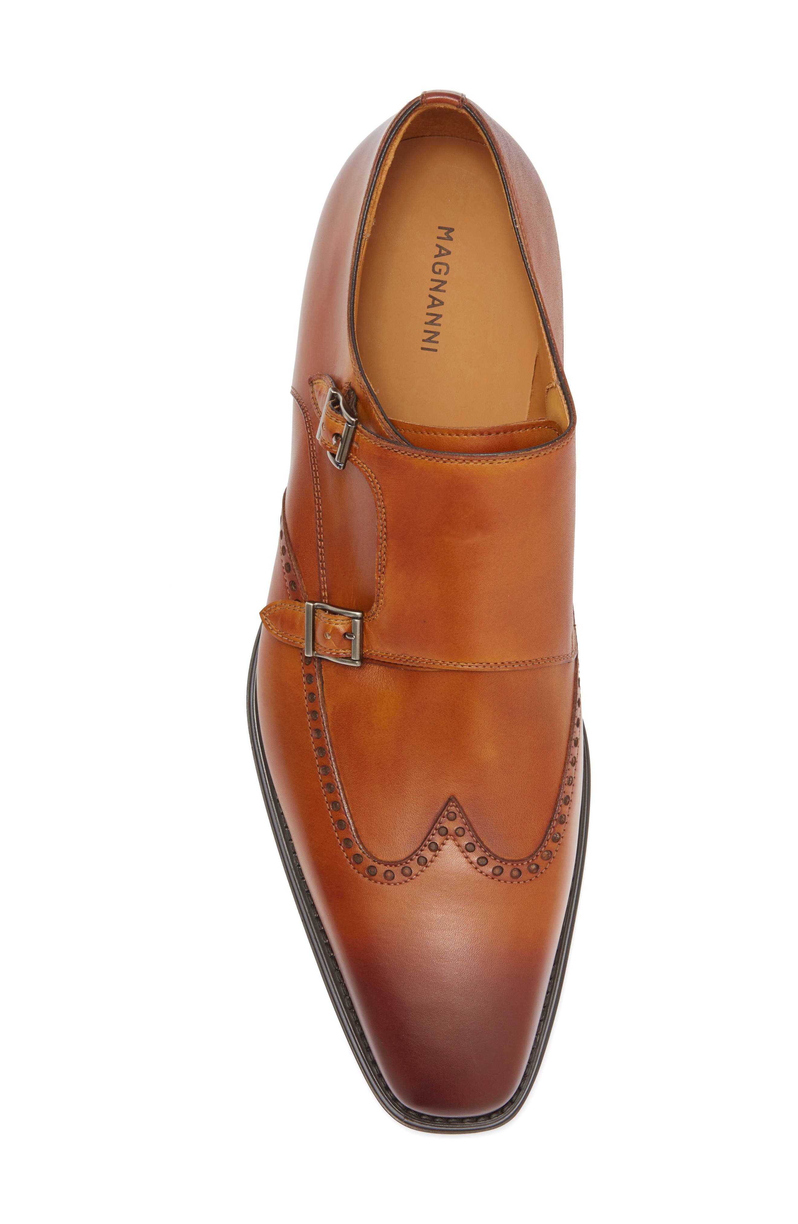 Helios Wing Double Monk Strap Shoe, Alternate, color, CUERO