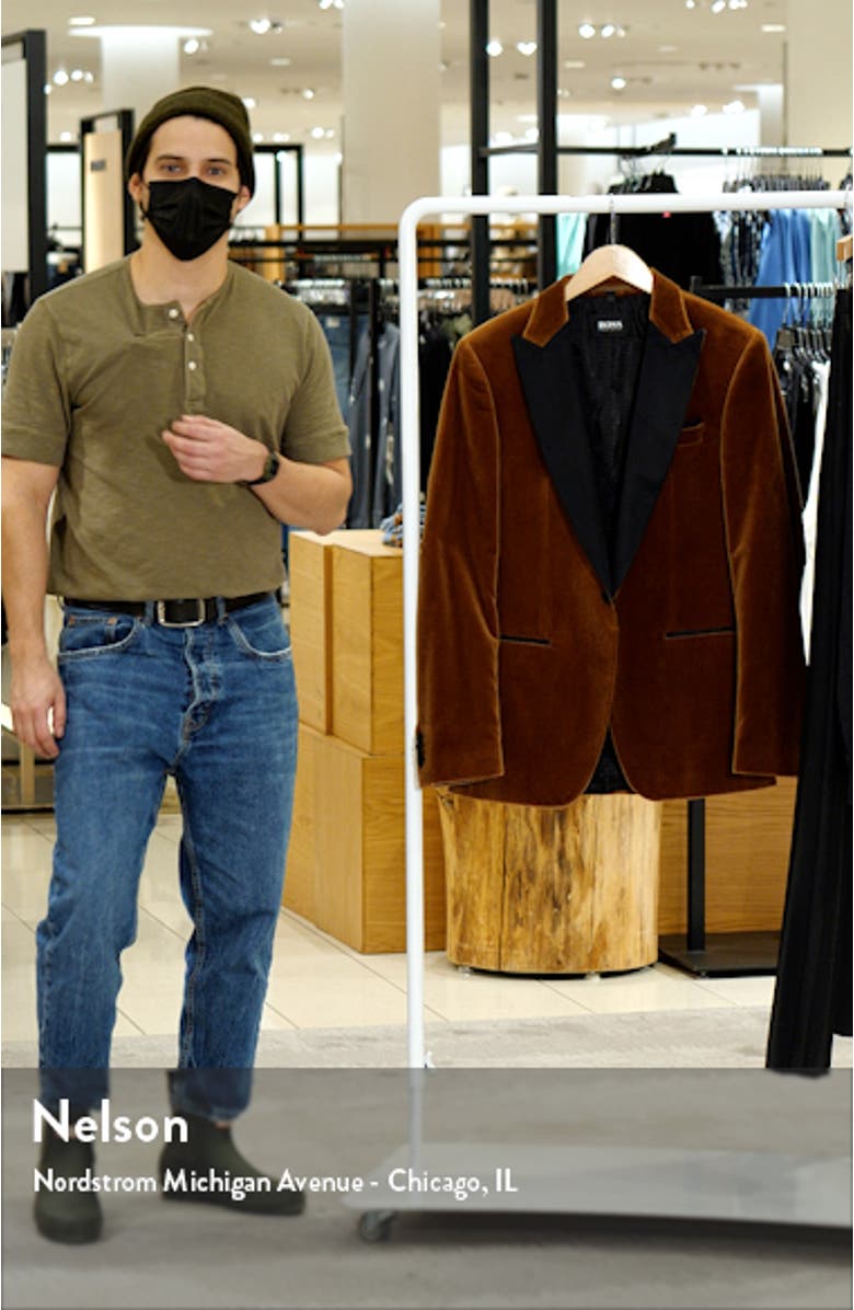 Hugo Brown Velvet Tuxedo Jacket, sales video thumbnail