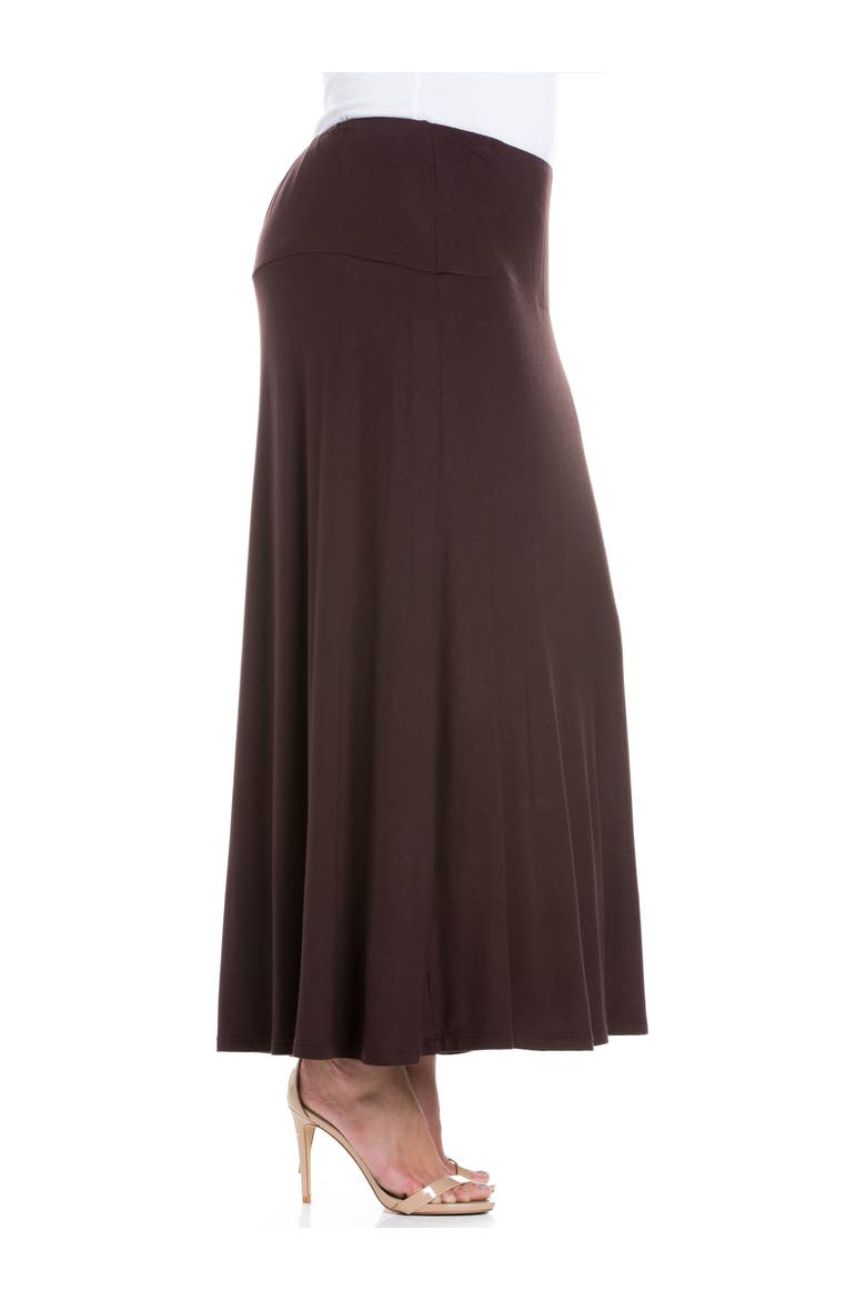 Plus Size Comfortable Fit Elastic Waist Maxi Skirt, Alternate, color, Brown