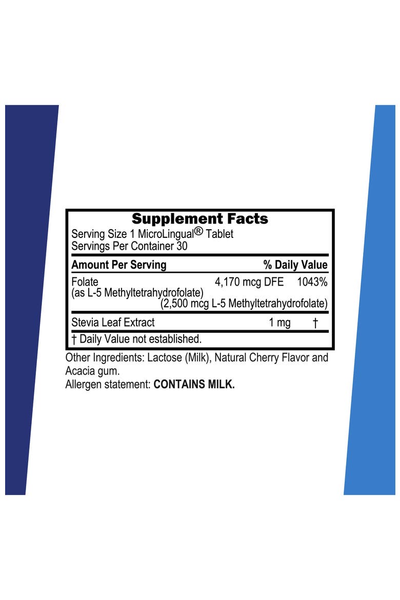 Methyl Folate Sublingual Dissolving Tablets, Alternate, color, White