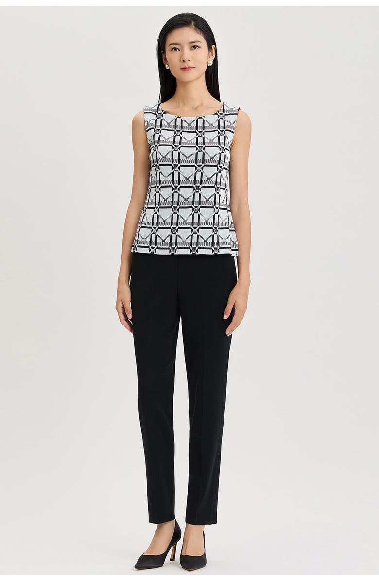 Ming Wang Monochrome Geometric Knit Tank, Main, color, Ivory/Black