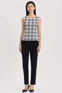 Ming Wang Monochrome Geometric Knit Tank