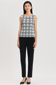 Ming Wang Monochrome Geometric Knit Tank