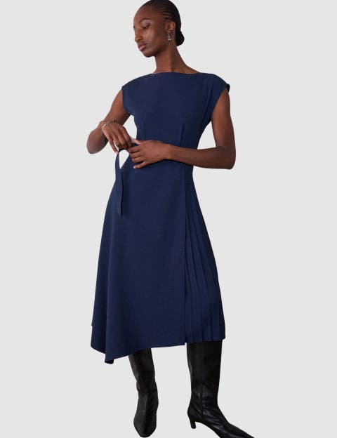 Pleat Detail Asymmetric Dress