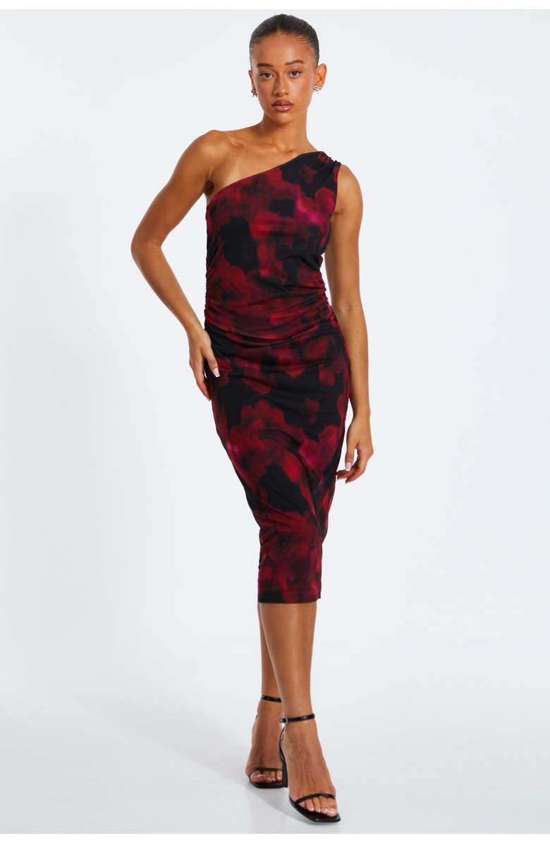 QUIZ Mesh Floral One Shoulder Maxi Dress, Main, color,