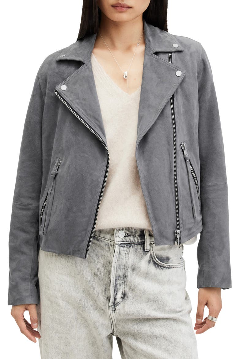 Dalby Suede Moto Jacket, Main, color, GHOST GREY