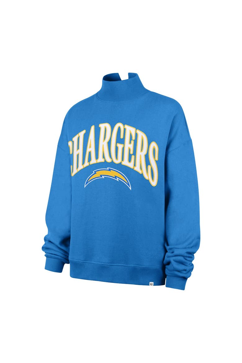Women's '47 Powder Blue Los Angeles Chargers Oversized Vantage Mock Neck Sweatshirt, Alternate, color, Powder Blue
