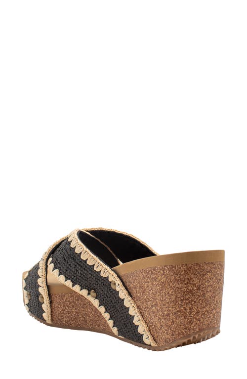 Volatile Antigua Platform Wedge Slide Sandal In Black Raffia