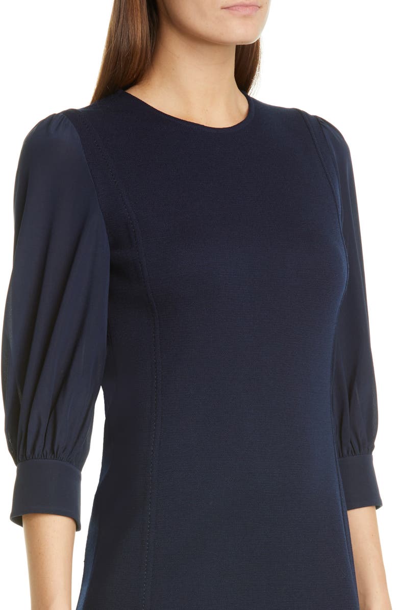 St. John Collection Duo Milano Knit Mixed Media Dress, Alternate, color, 