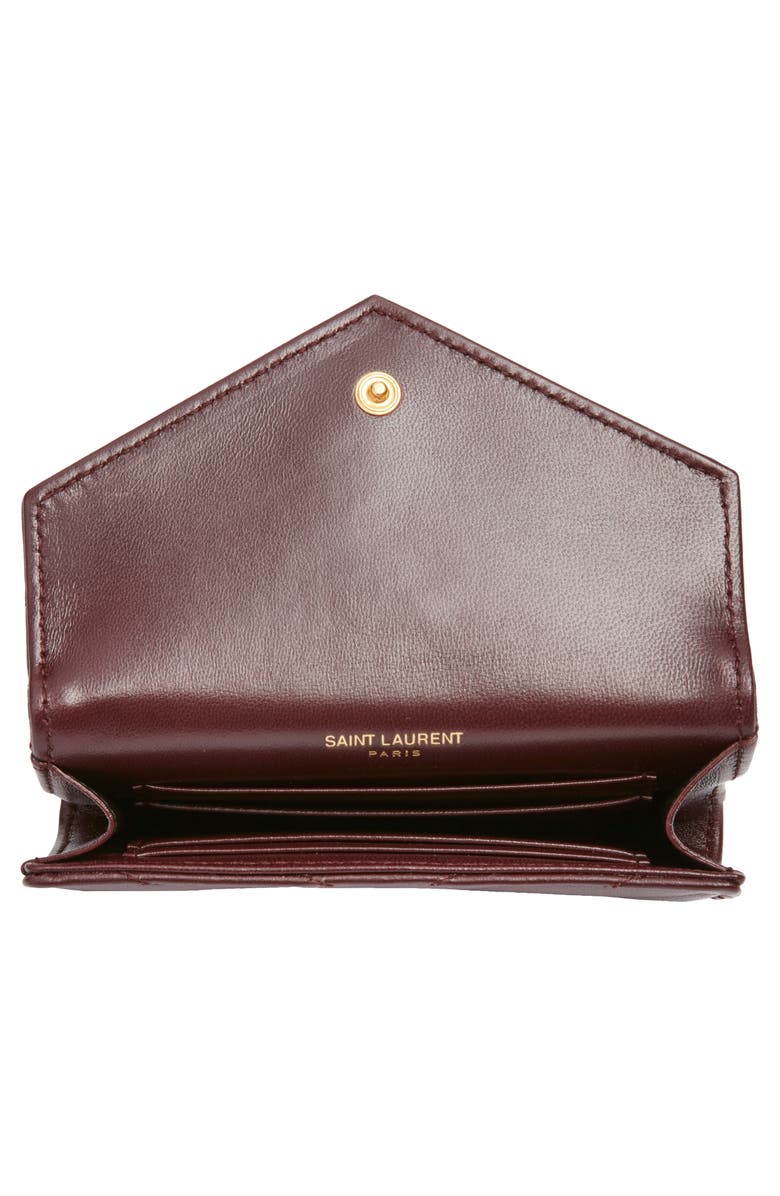 Saint Laurent Small Matelassé Leather Envelope Wallet, Alternate, color, Rouge Cabernet