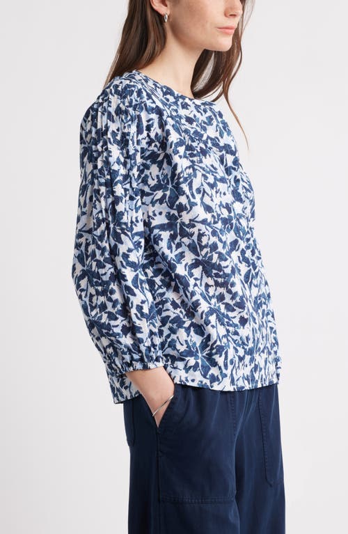 Caslonr Caslon(r) Pintuck Pleat Top In Navy- White Brushed Blooms