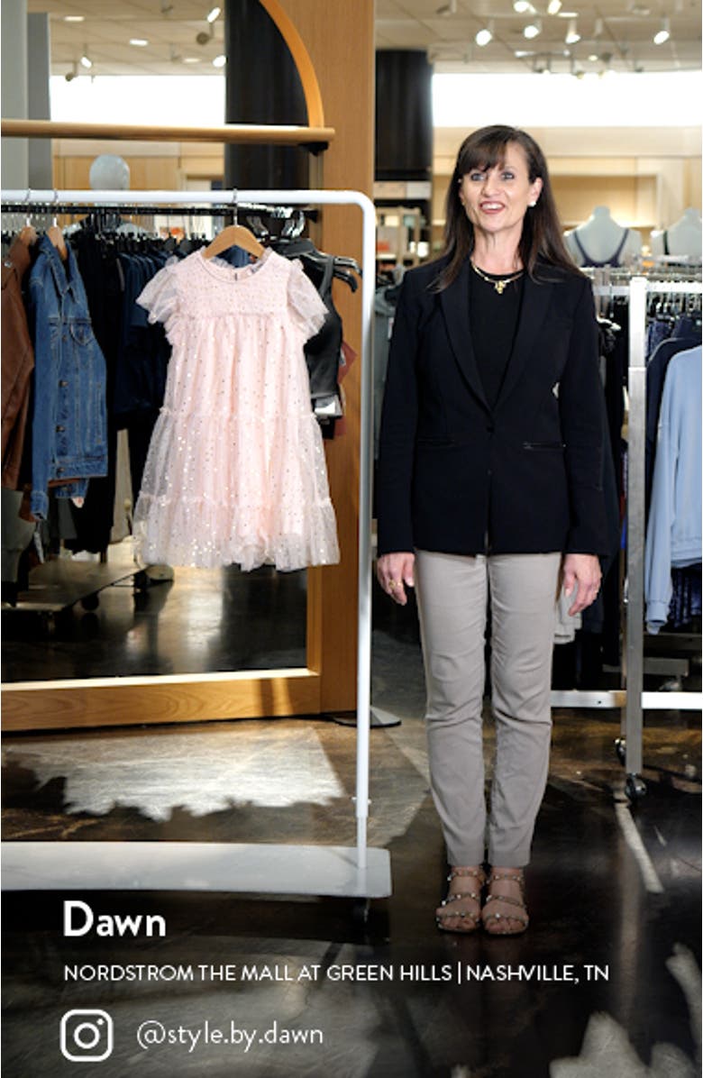 Kids' Foil Star Mesh Overlay Party Dress, sales video thumbnail