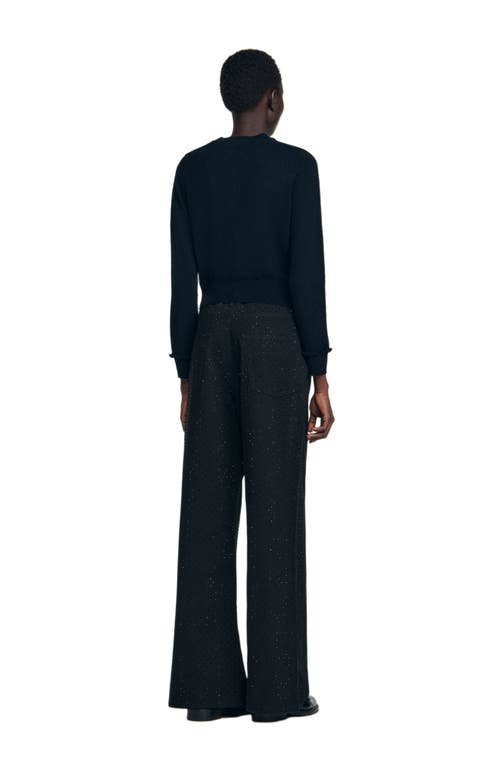 Sandro Emile Ruffled Cardigan In Black