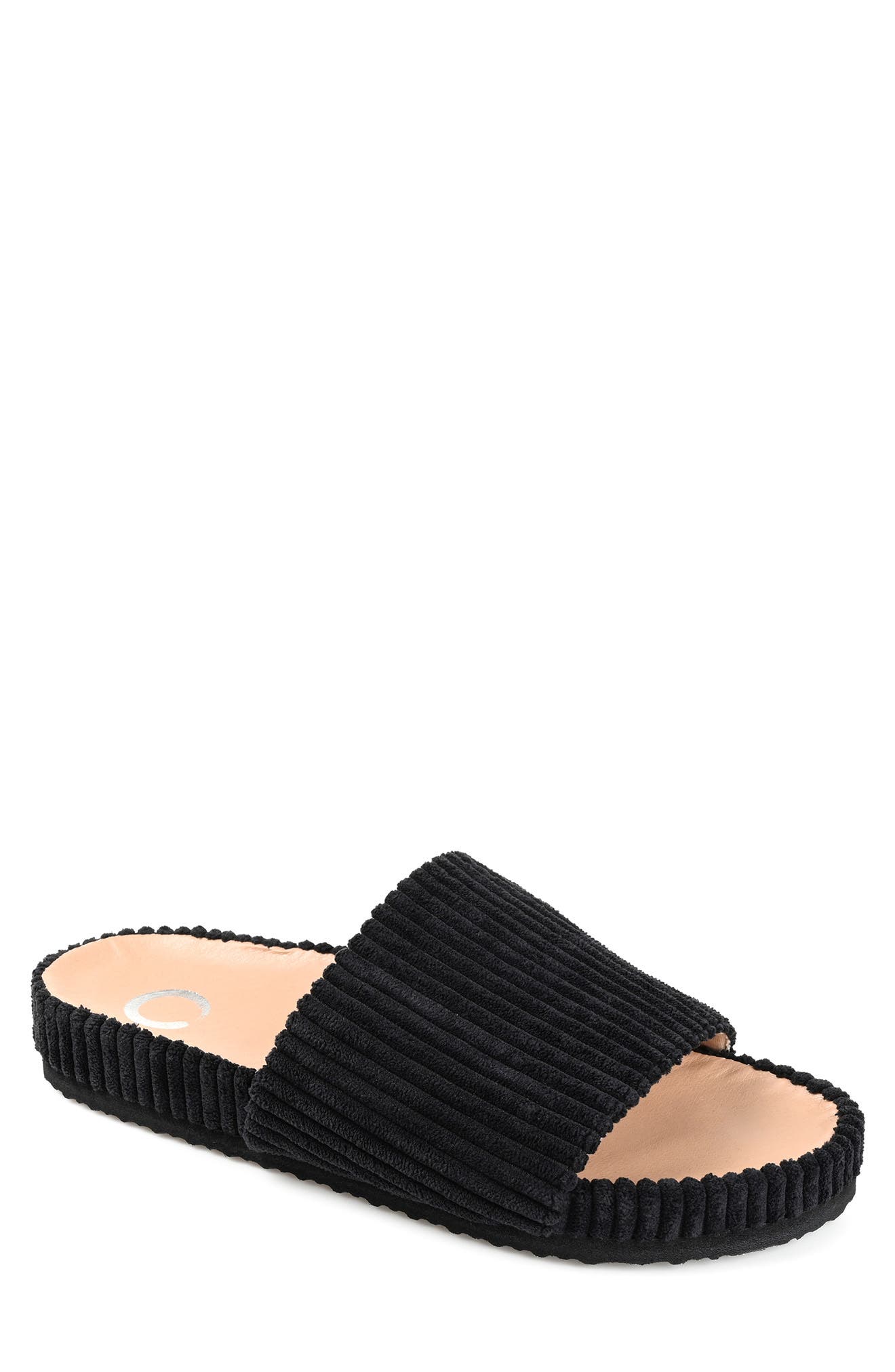 Journee Collection Aveline Ribbed Slide Slipper, Main, color, 
