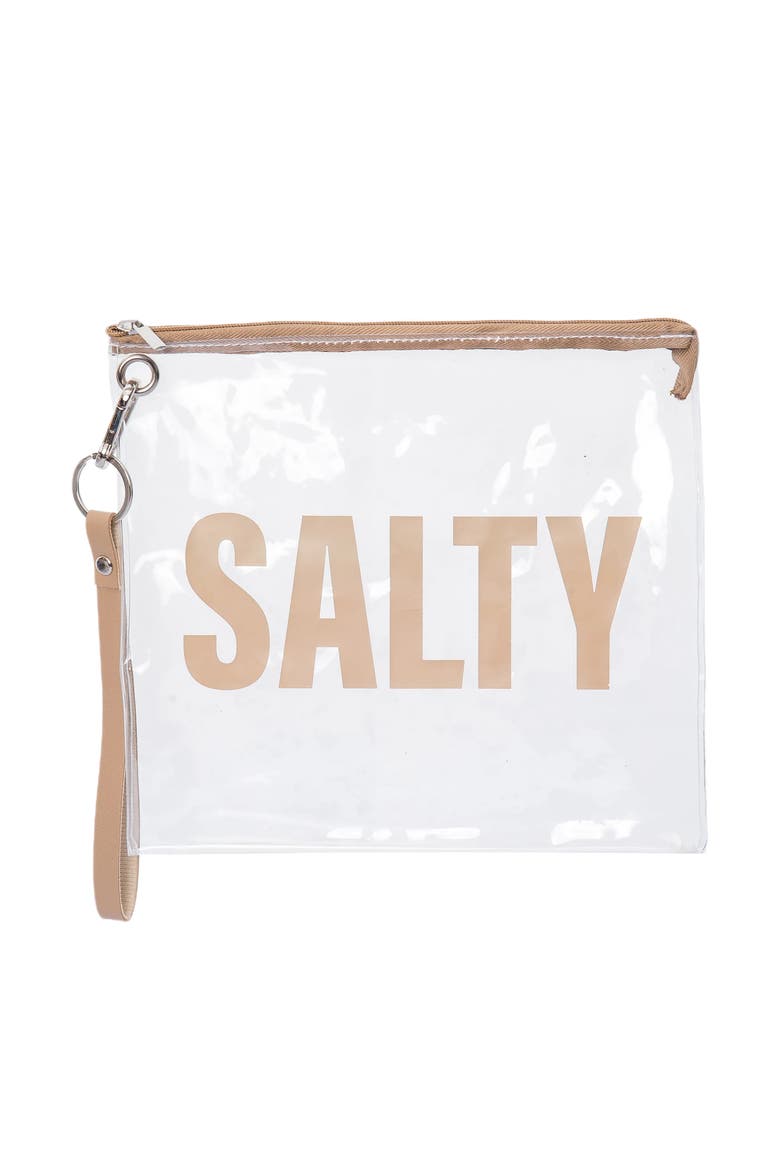 Salty Clear Bag Wristlet Plastic White, Main, color, Clear
