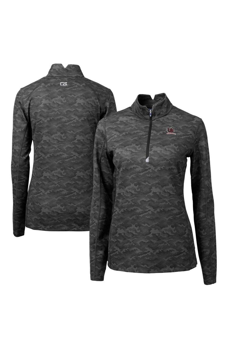 Cutter & Buck Women's Cutter & Buck Black South Carolina Gamecocks Vault DryTec Traverse Camo Print Stretch Quarter-Zip Top, Main, color,