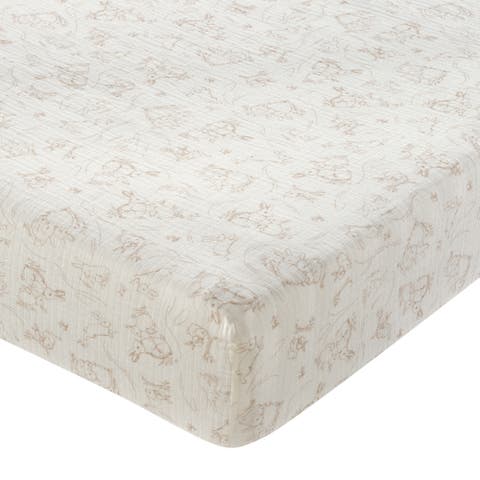 Signature Organic Cotton Muslin Bunny Fitted Crib/Toddler Sheet