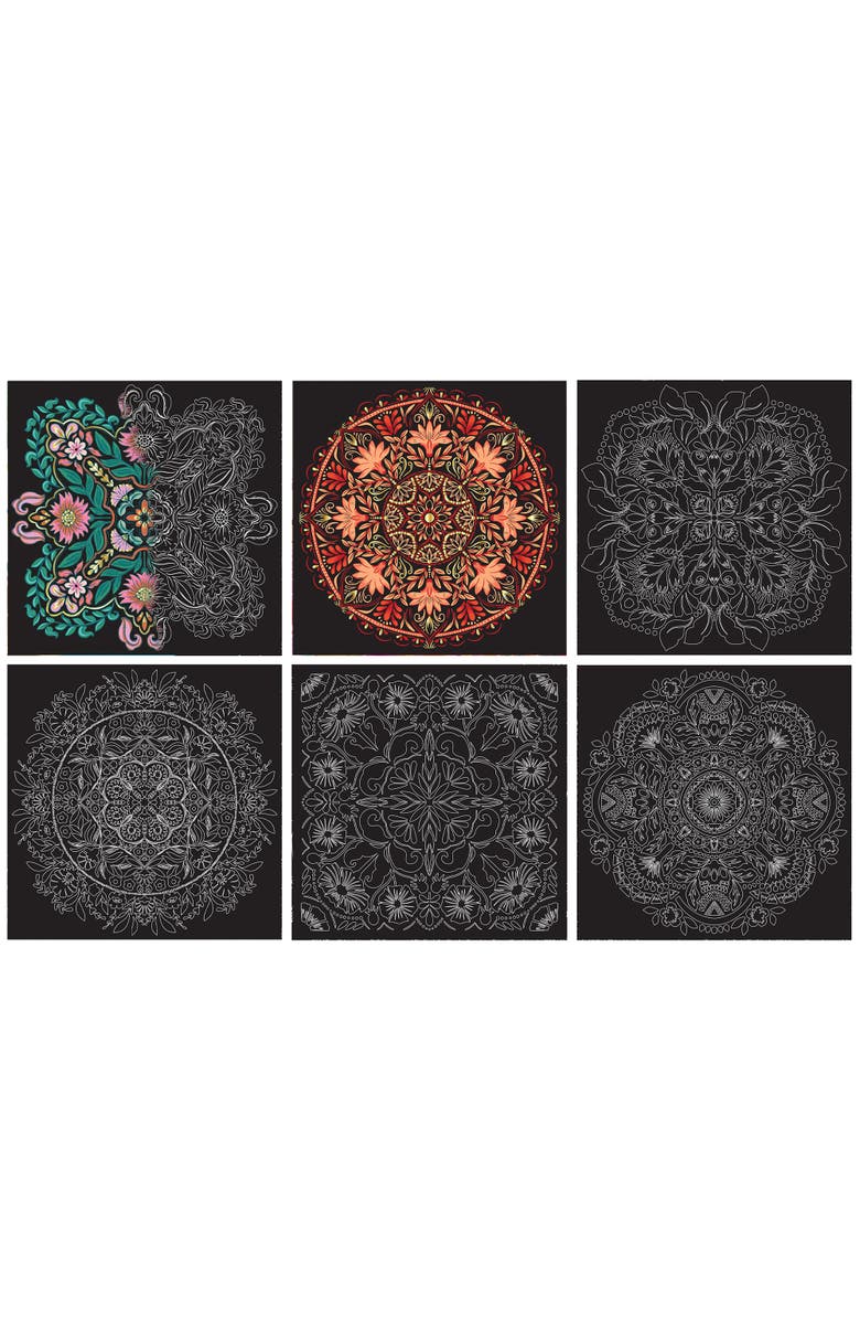 Brea Reese Scratch Art Paper Pad Mandala 8X8, 12 Designs, Kids & Adults, Alternate, color,