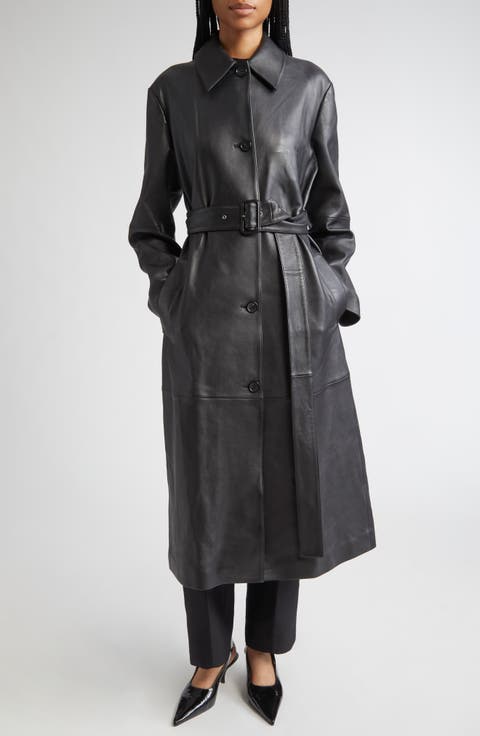 Oversize Belted Leather Coat