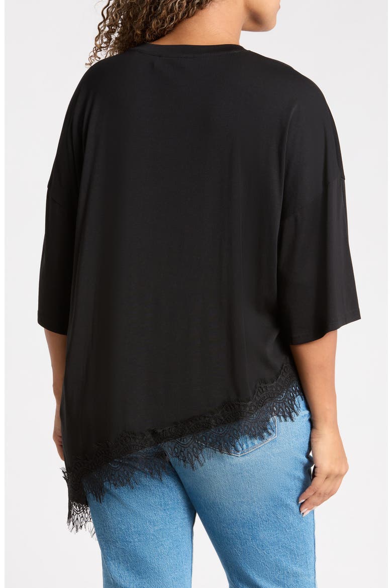 Lace Hem Asymmetric Top, Alternate, color, BLACK