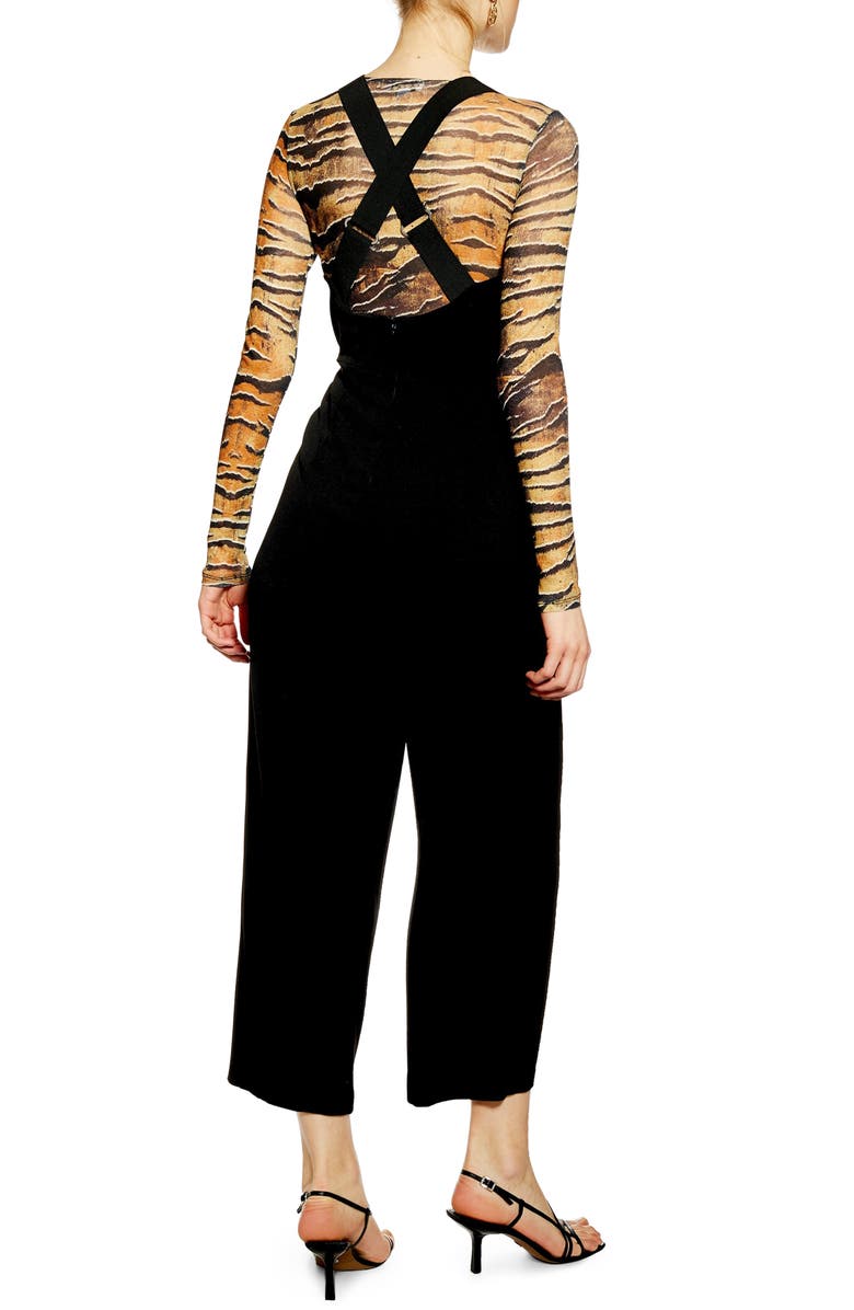 Topshop Elastic Strap Jumpsuit, Alternate, color,