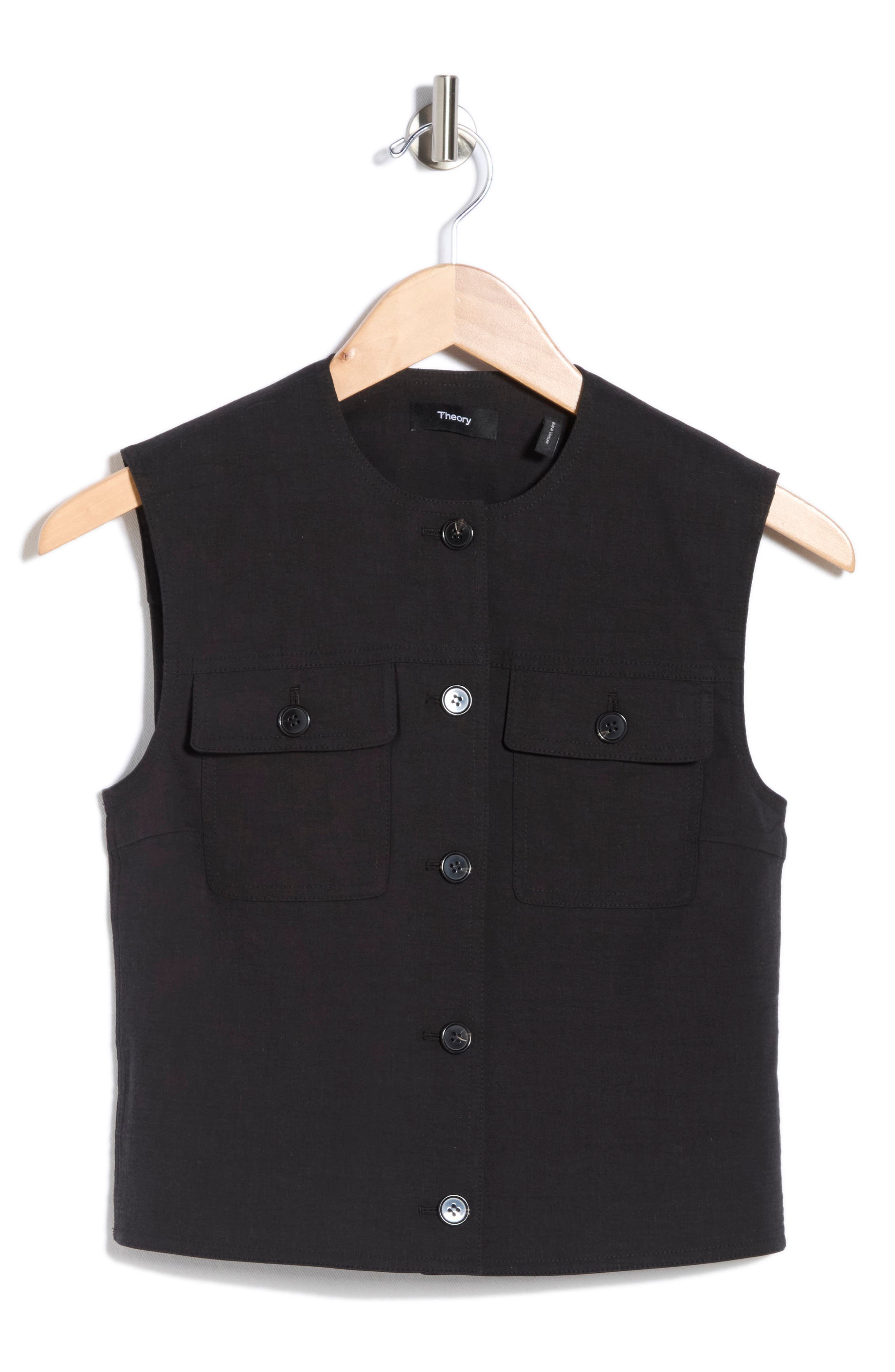 Theory Linen Blend Trucker Vest