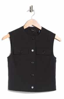 Theory Linen Blend Trucker Vest
