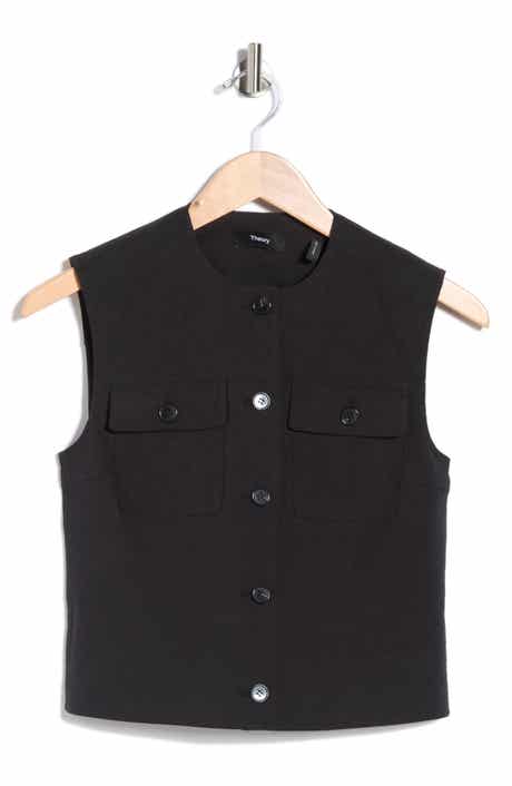 Theory Linen Blend Trucker Vest