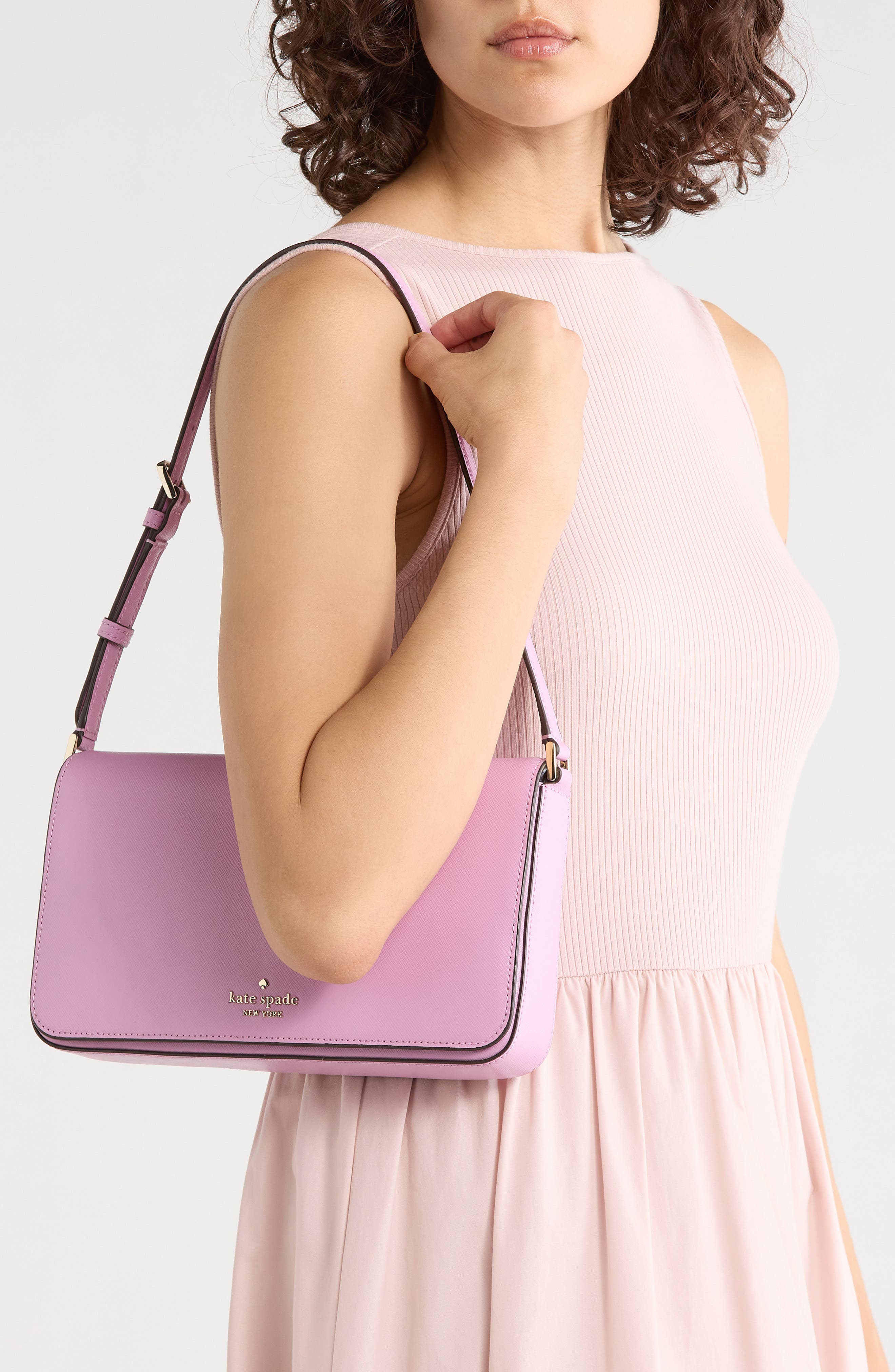 staci saffiano leather shoulder bag, Alternate, color, BERRY CREAM