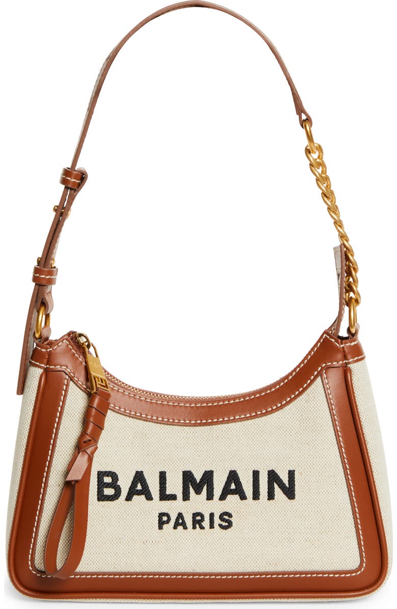 Balmain B-Army Canvas & Leather Shoulder Bag, Main, color,