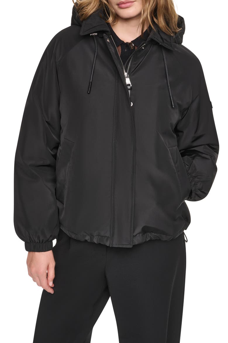 Hooded Short Padded Jacket, Main, color, BLACK