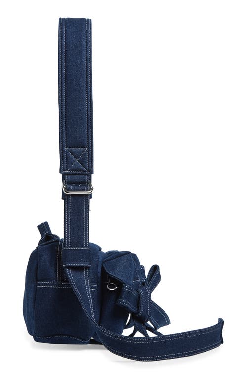 Simone Rocha Classic Bow Denim Crossbody Bag In Purple
