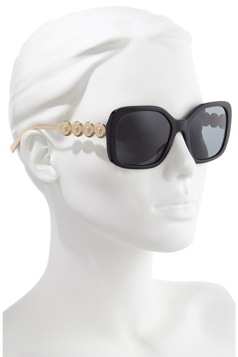 53mm Square Sunglasses, Alternate, color, BLACK/ GREY SOLID