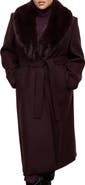 MANGO Manteco Belted Longline Trench Coat with Removable Faux Fur Collar