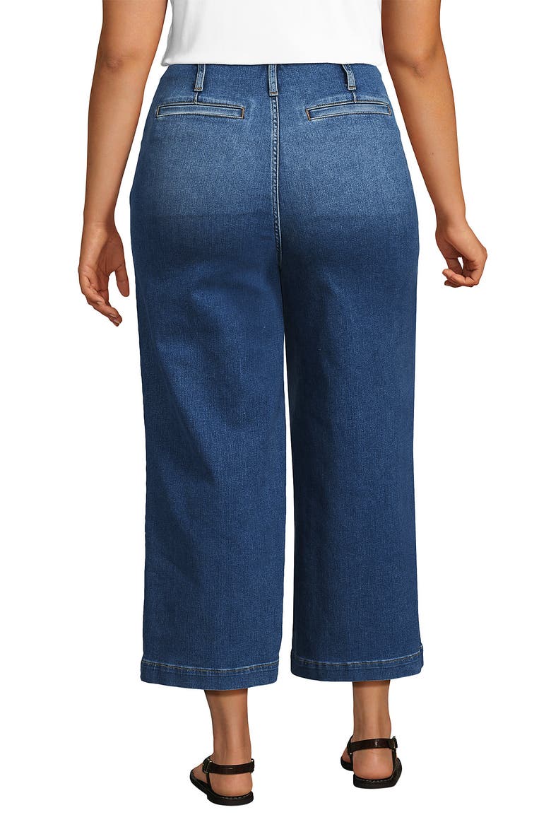 Plus Size Recover Denim High Rise Patch Pocket Extra Wide Leg Crop Jeans, Alternate, color, Indigo Tide Blue