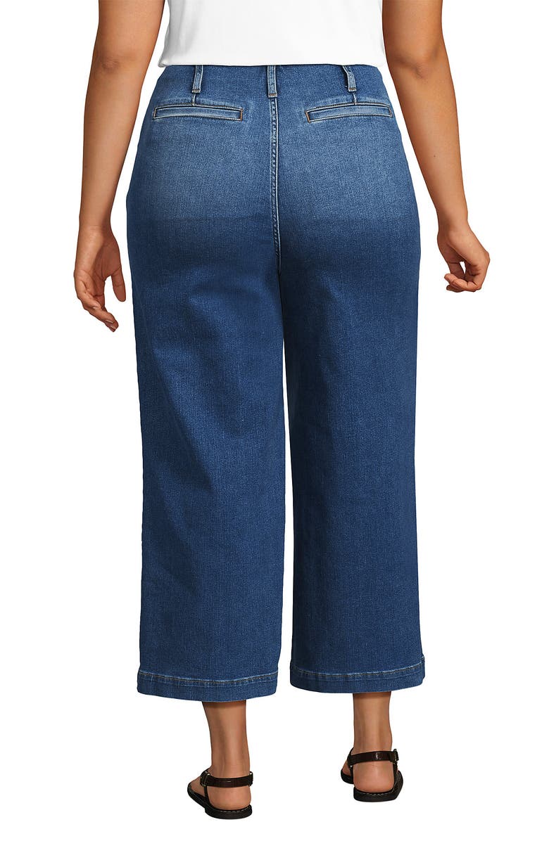 Lands' End Denim High Rise Extra Wide Leg Crop Jeans, Alternate, color, Indigo Tide Blue