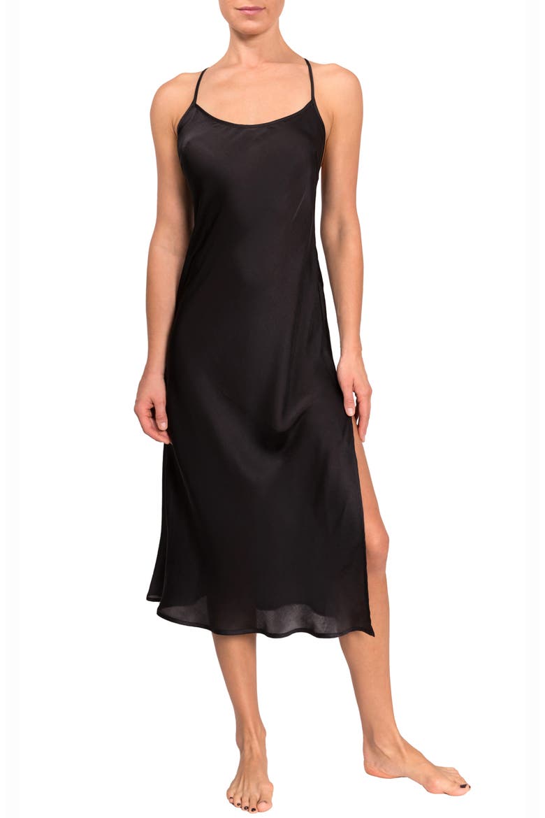 Sloan T-Back Midi Nightgown, Main, color, BLACK