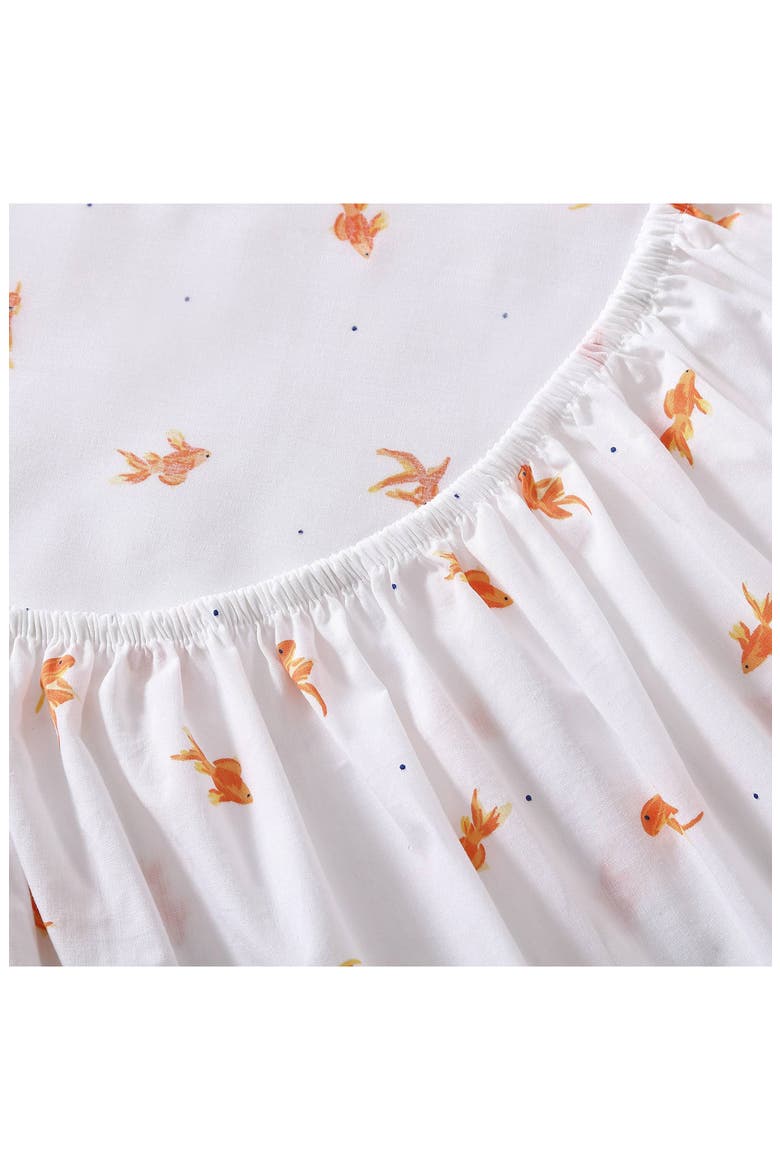 Goldfish Print 200 Thread Count Cotton Percale Sheet Set, Alternate, color, BRIGHT ORANGE