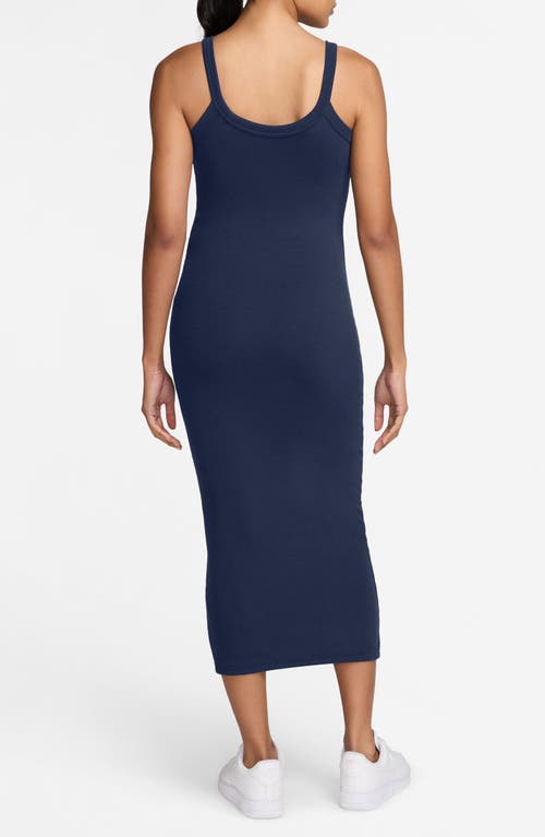 Nike Sportswear Chill Knit Tight Rib Midi Dress In Blue