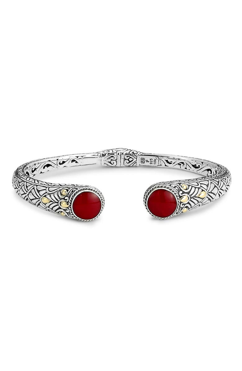 SAMUEL B. Sterling Silver & 18K Gold Semiprecious Stone Bangle Bracelet, Main, color, Red