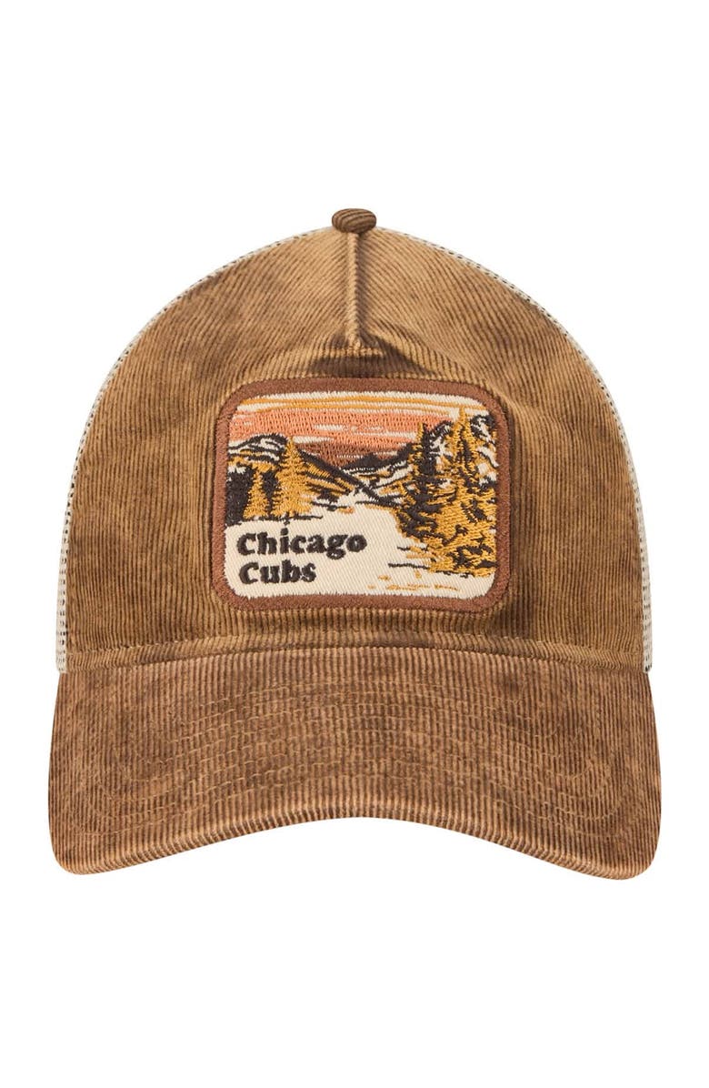New Era Men's New Era Dark Brown Chicago Cubs Vintage Landscape 9TWENTY A-Frame Adjustable Trucker Hat, Alternate, color, 
