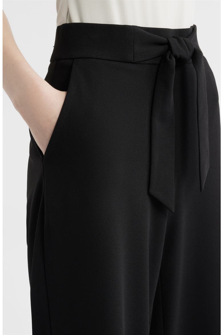 Tie Front Pull-On Wide Leg Crop Pants, Alternate, color, ANNE BLACK