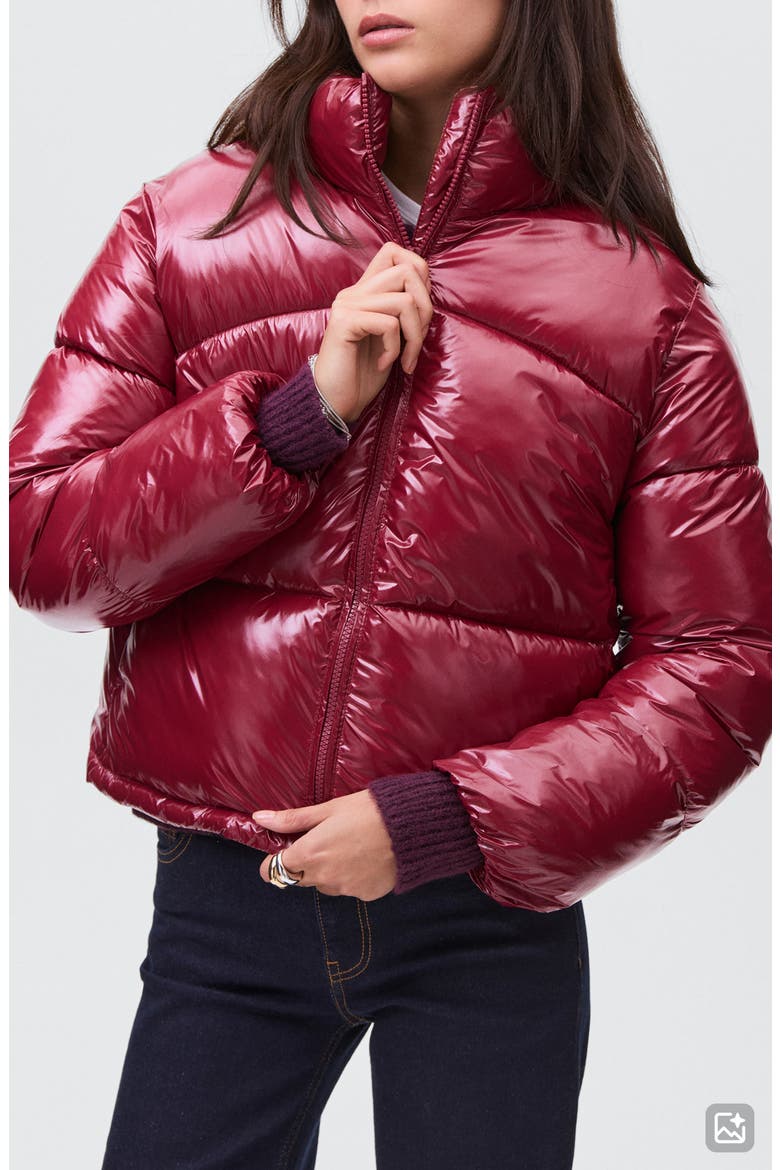 Shiny Quilted Anorak, Main, color, BURGUNDY