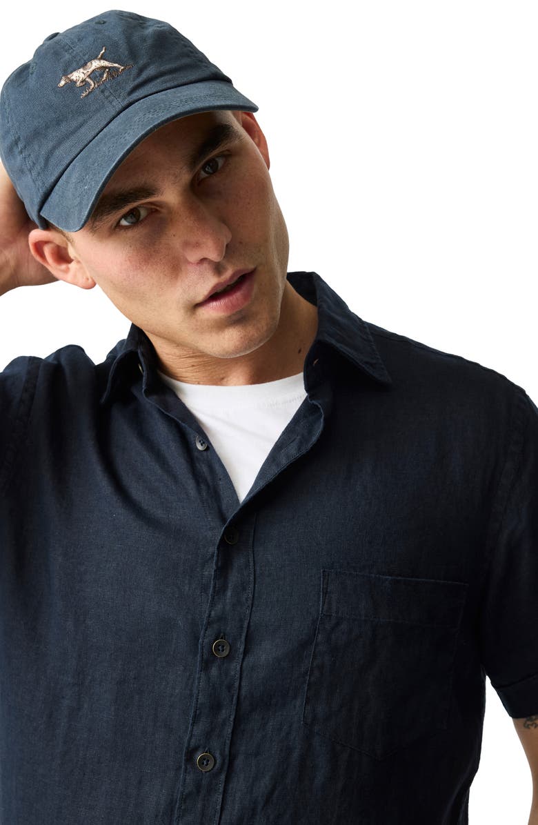 Rodd & Gunn Palm Beach Sports Fit Short Sleeve Linen Button-Up Shirt, Alternate, color, Midnight