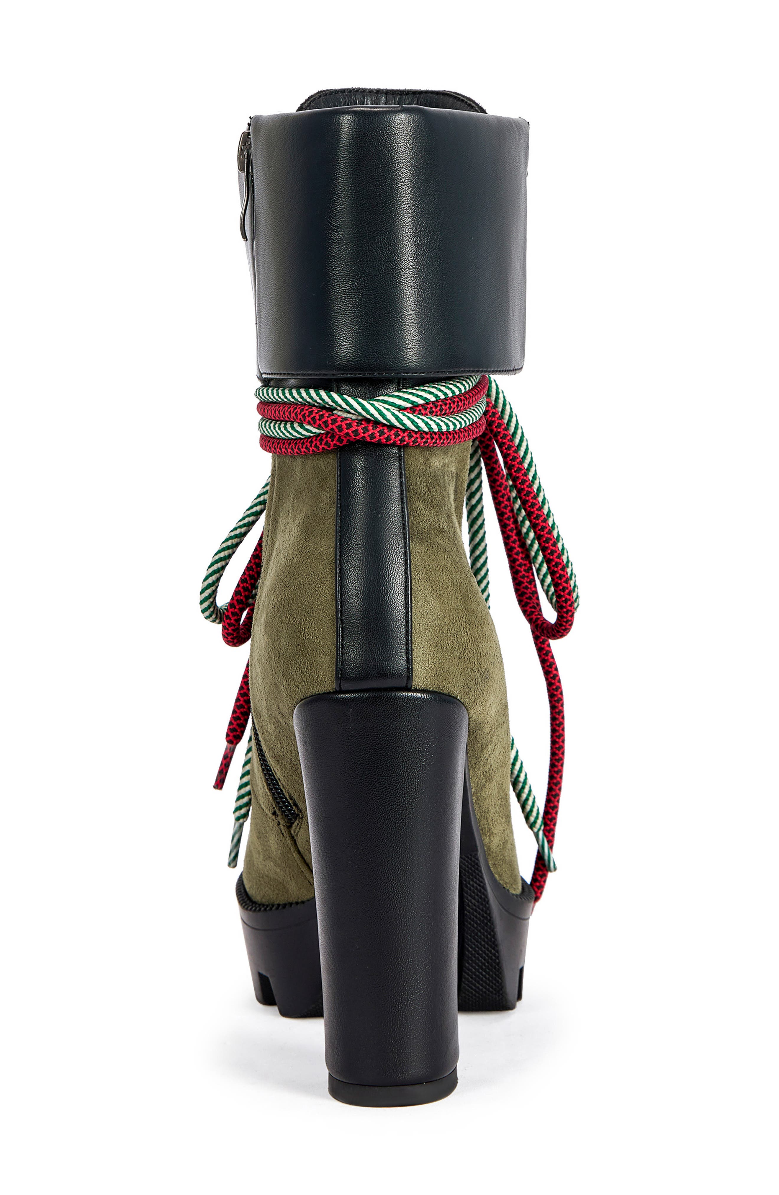 Muffle Lace-Up Block Heel Bootie, Alternate, color, GREEN MULTI